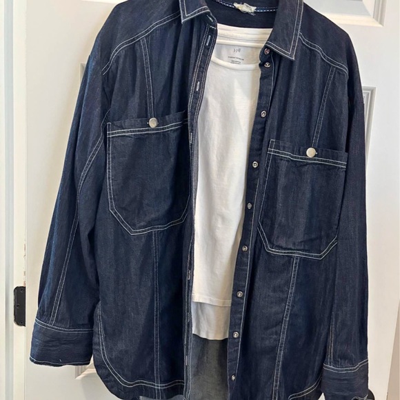 Woman’s Denim shacket - Dark Blue - Picture 5 of 5